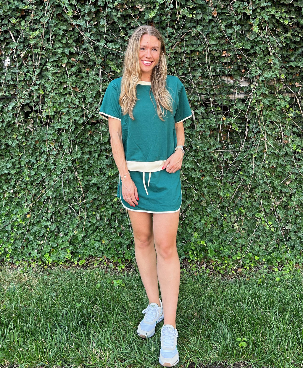 Color-Block Tee + Skort Lounge Set